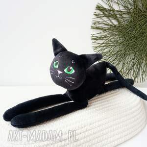 handmade maskotki pluszowy czarny kot kotek przytulanka