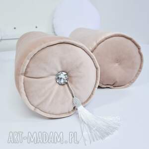 handmade poduszki poduszka premium wałek glamour jasny pudrowy róż welur