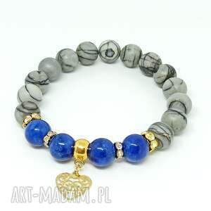 handmade blue & grey bransoletka z jaspisu