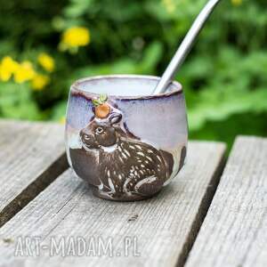 handmade ceramika czarka ceramiczne naczynie do yerba mate/ lawendowa kapibara/ matero