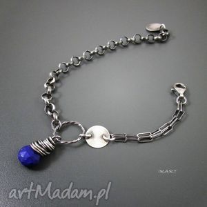 ręcznie wykonane masywny łańcuszek z kroplą lapis lazuli
