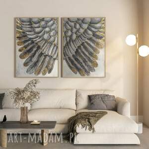 wings dyptyk / wielkoformatowy obraz xxl ręcznie malowany duży obraz100x140 cm