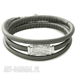handmade gray strap with crystal bead