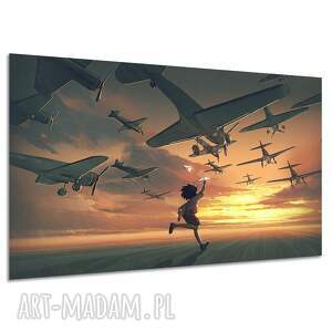 Obraz na płótnie 120x80 cm - samoloty do pokoju dziecka