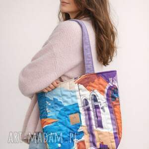 Pikowana duża Como, torba shopper, welurowa torebka