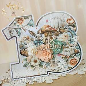 Kartka na 18 urodziny handmade - magiczna cyfra 18