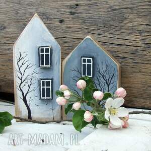 2 drewniane domki dekoracyjne - leśne domki, dekoracje z drewna dodatki do domu