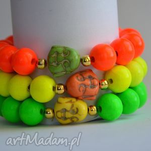 bracelet by sis budda w neonowych pomarańczowych koralach, nowość, prezent