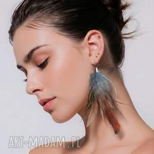 ręcznie robione kolczyki - długie pióra wyjątkowe, tworzone