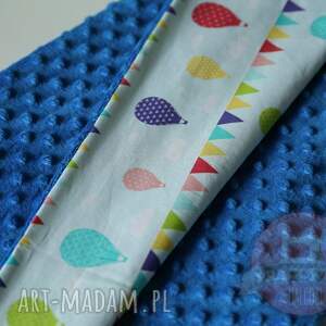 handmade pokoik dziecka kocyk minky ocieplany 75x100 plot balonem na granatowym