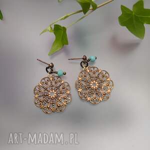 kolczyki koła filigran mandala unikatowa bizuteria
