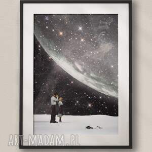 Sam w domu - Kolaż Fine Art A3, plakat kosmos