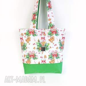 handmade pomysł na upominek torebka zakupowa - ciasteczka zielone