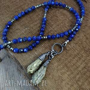 ręcznie zrobione naszyjniki lapis lazuli z pirytem - kobiecy naszyjnik 516