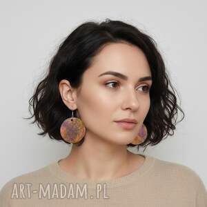 Kolczyki - minaturowe obrazy, biżuteria, okrągłe, kolorowe, prezent dla niej, malarstwo