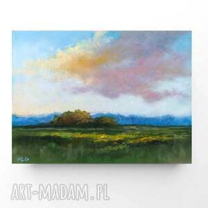 Pejzaż w pastelach suchych 18 x 24 cm - ręcznie wykonany obraz