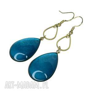 złocone kolczyki w perłowym odcieniu turkusu e77/14