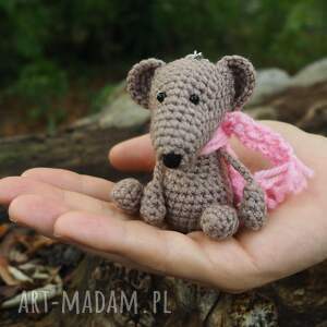 BEŻOWY SZCZUREK - brelok, zawieszka do torby, plecaka, kluczy, szczur