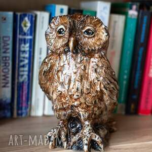 Prezent Sowa ceramiczna - ręcznie wykonana figurka w naturalnych