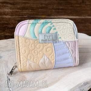 handmade ręcznie malowany patchworkowy pastelowy portfel damski
