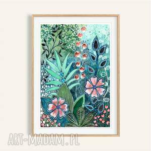 Oryginalna A4. Kwiaty, akwarela, łąka, ilustracja, trawy