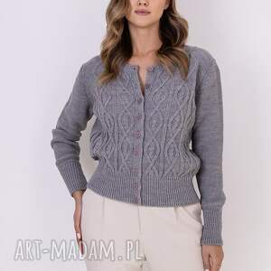 klasyczny kardigan - swe317 szary mkm, sweter guziki sweter