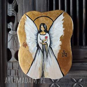 Prezent Anioł na teakowej desce 23cm x 18cm, aniołek