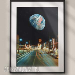 plakat nocna przejażdżka - kolaż fine art a3