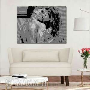obraz pocałunek coco 90x70 obraz czarno biały na płótnie, elegancki minimalizm