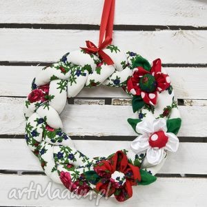 świąteczny wianek - biały wianeknadrzwi, święta, boże narodzenie dekoracje