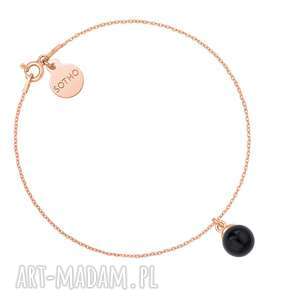 handmade bransoletka z różowego złota z czarną perłą swarovski®