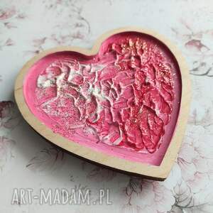 serce malowane akrylowe, magnes, drewno, urodziny, prezent
