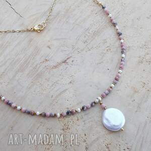 romantyczny róż z perłą, biżuteria ze stali, romantyczna biżuteria