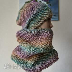 RĘCZNIE NA DRUTACH - Tweed ombre miły, oryginalny, ciepły komplet
