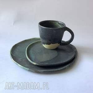 handmade ceramika zestaw śniadaniowo - obiadowy