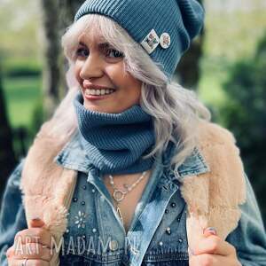 zimowy buff brudny niebieski, all season, zimowe dodatki, komin na szyję