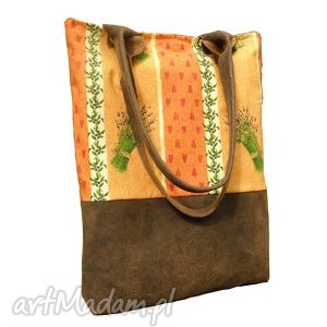 na ramię shopper bag lawenda w oliwkach, torba, toerbka, skóra, format