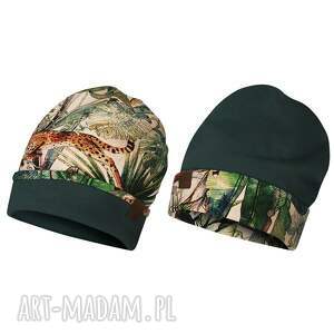 handmade czapki czapka dwustronna, ciepła, dresowa z printem