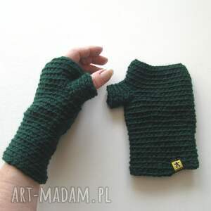 hand-made rękawiczki mitenki butelkowa zieleń