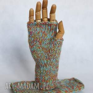 Kornelia - kolorowe bezszwowe mitenki rękawiczki bez palców z małym