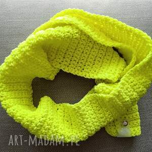 na szydełku, szal, neonowy, seledynowy