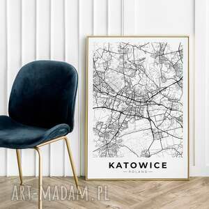 plakat mapa katowice - format 61x91 cm do domu