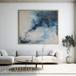 abstrakcja blue, ręcznie malowana, obraz strukturalny