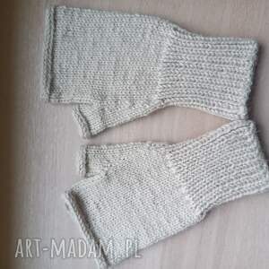 rękawiczki mitenki z alpaki ręcznie robione na drutach, ręczna robota, pomysł
