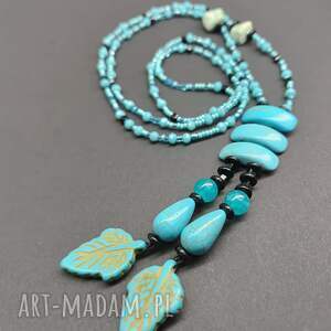 Turkusowe Liście Howlit, naszyjnik korale dla mamy