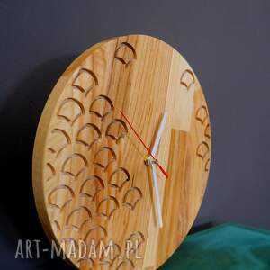 zegar ścienny z drewna dębowego,frez,wzór nr 1, wzory geometryczne