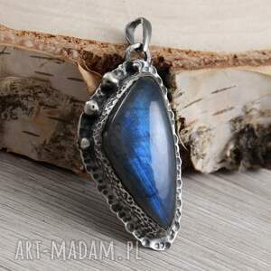 Labradoryt niebieski i srebro - wisior 1928a