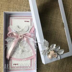 Pamiątka Chrztu dla dziewczynki - kartka handmade w pudełku