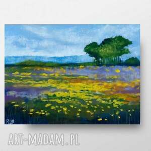 żółta łąka - praca formatu 24/18 cm wykonana pastelami