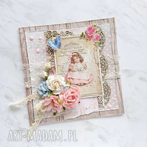 handmade scrapbooking kartki kartka shabby chic dla dziewczynki w pudełku